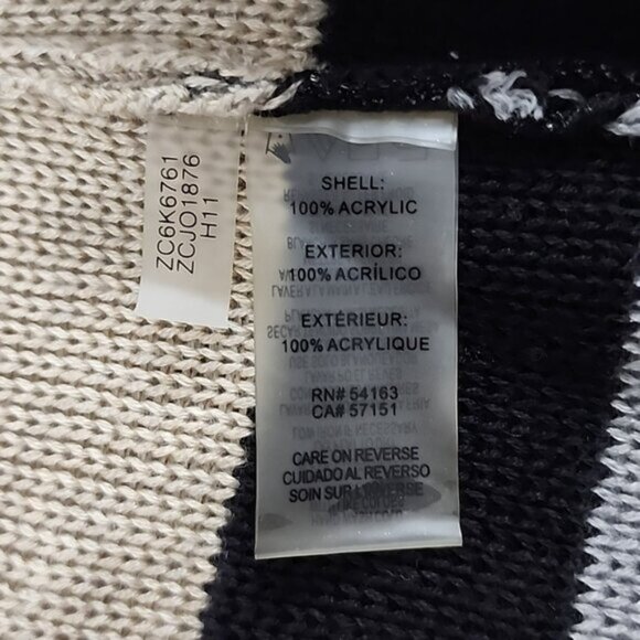 Calvin Klein Colorblock Tan Grey Open Front Long Knit Cardigan Wide Collar Sz S - Picture 5 of 12